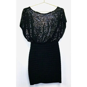 Vintage‎ Melrose Womens Black Sequin Classy Back Bow Formal Party Dress Size 4